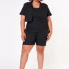 Plus Size Cargo Romper With Cropped Jacket